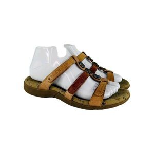 Taos Prize 4 Slide Sandals Womens US 7.5 Two-Tone Brown Leather Strap Comfort